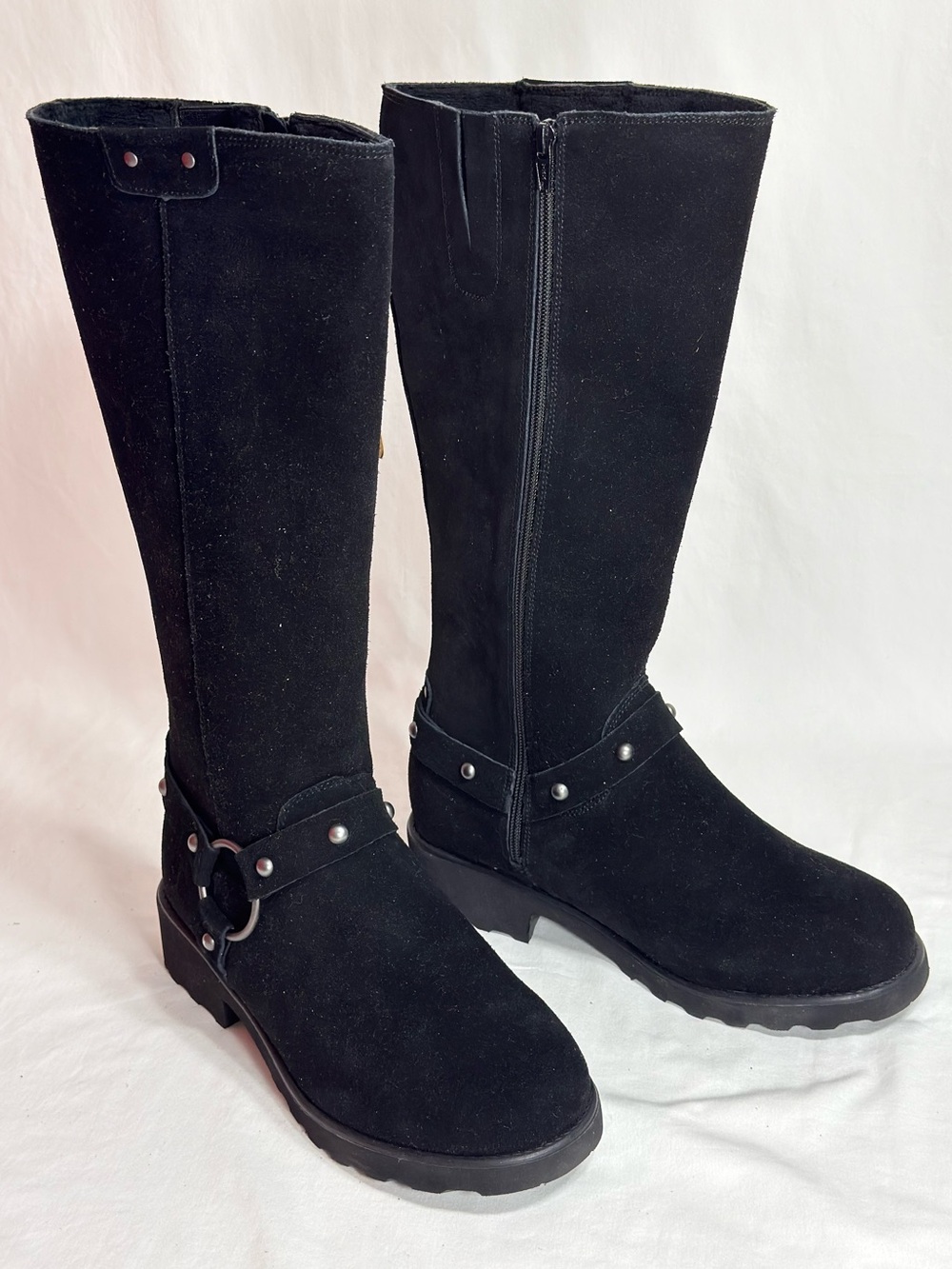 BearPaw Black Suede Knee-high Suede Boots Size 10W